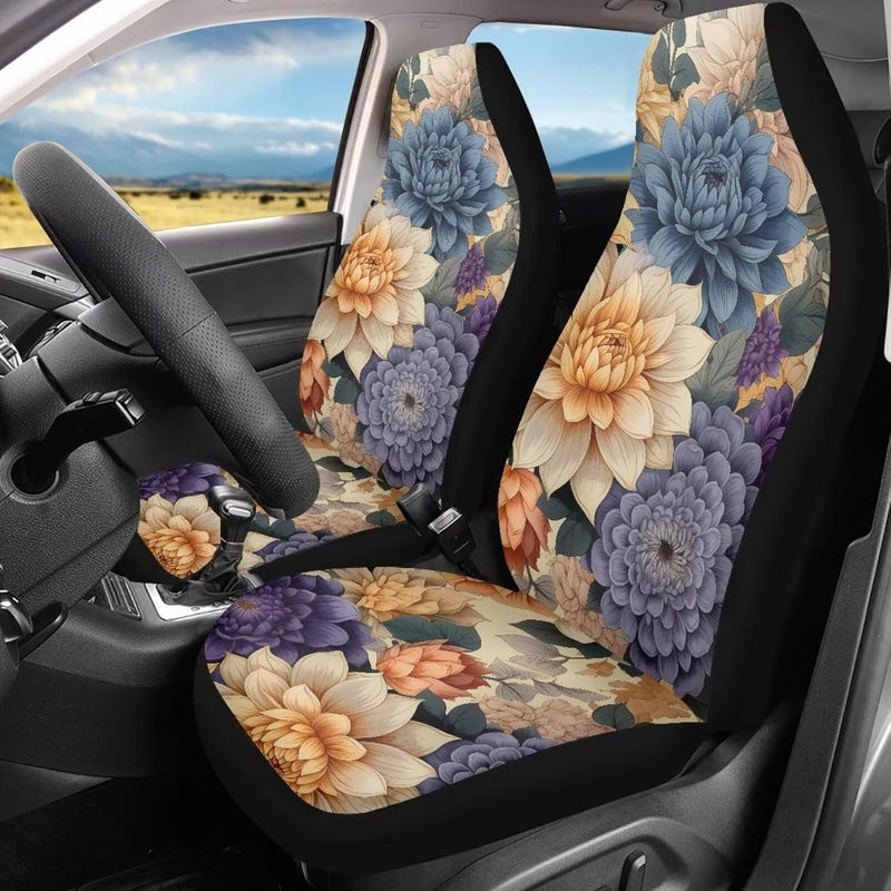 Howilath Boho Mandala Floral Car Seat Cover Anti-Slip Bucket Seat Covers High Back Set of 2 Universal Fit Interior Accessories for Men Women - Image 1